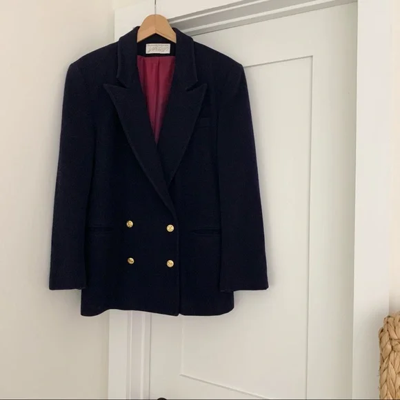 100% Cashmere Navy Blazer Jacket Vintage Stunning! - Picture 4 of 17